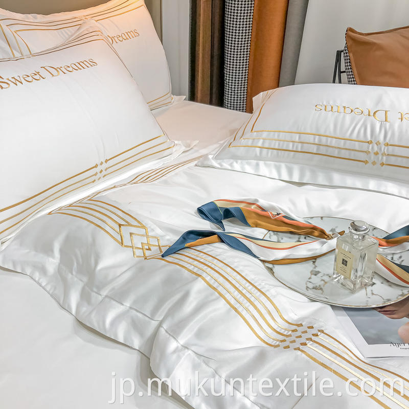 Washed Silk Embroidery Bedding Set